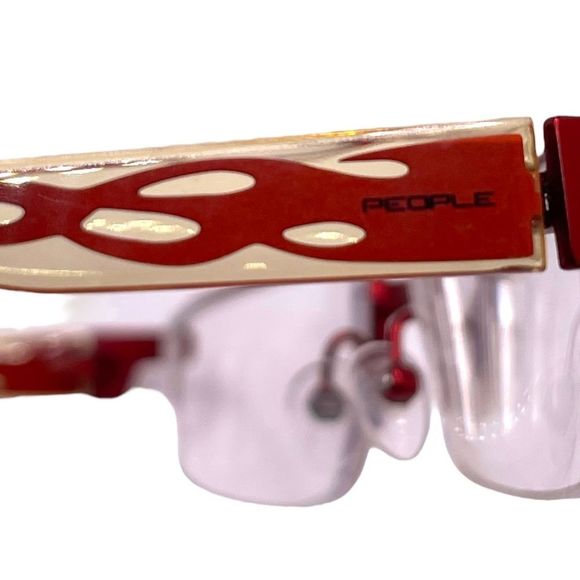 PEOPLE Half Rim Glasses with Red to Black Ombré Flames on the Arms FRAMES ONLY - Picture 4 of 13